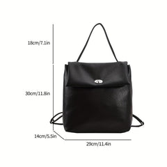 Large Capacity PU Leather Backpack Textured School Tote Travel Bag