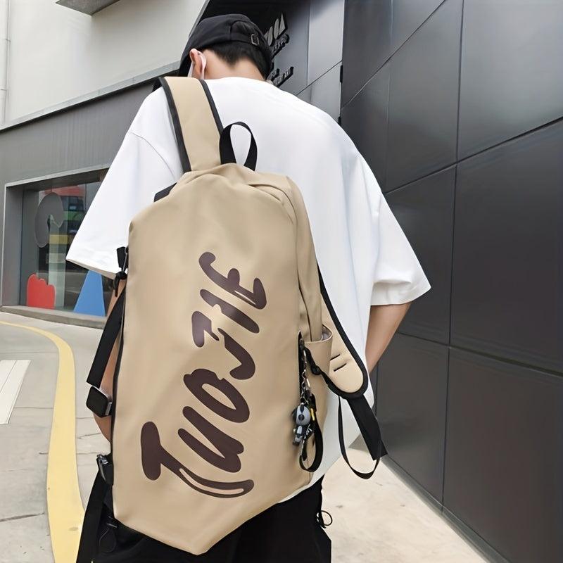 Letter Graphic Travel Backpack Preppy Nylon Schoolbag Casual Travel Sports