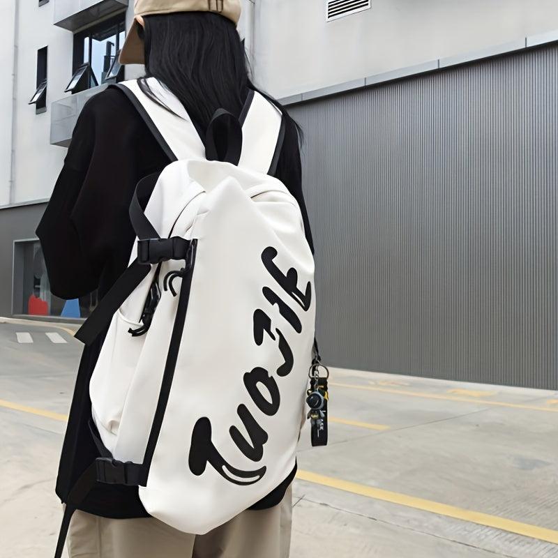 Letter Graphic Travel Backpack Preppy Nylon Schoolbag Casual Travel Sports