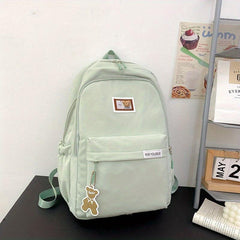 Cartoon Pattern Preppy Minimalist School Bag Large Capacity Zipper Backapck