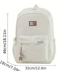 Cartoon Pattern Preppy Minimalist School Bag Large Capacity Zipper Backapck