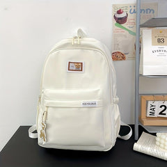 Cartoon Pattern Preppy Minimalist School Bag Large Capacity Zipper Backapck