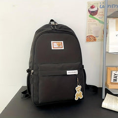 Cartoon Pattern Preppy Minimalist School Bag Large Capacity Zipper Backapck