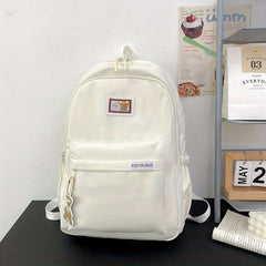 Cartoon Pattern Preppy Minimalist School Bag Large Capacity Zipper Backapck