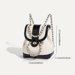 Small Drawstring Metal Chain Backpack Nylon Durable Lightweight School Backpack