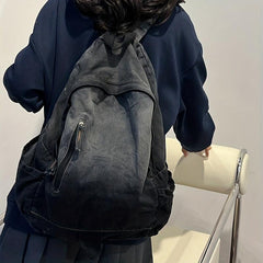 Vintage Denim Canvas Schoolbag Large Capacity Rucksack