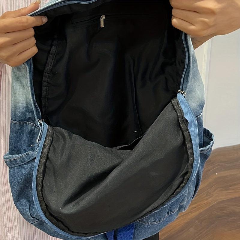 Vintage Denim Canvas Schoolbag Large Capacity Rucksack