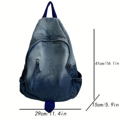 Vintage Denim Canvas Schoolbag Large Capacity Rucksack