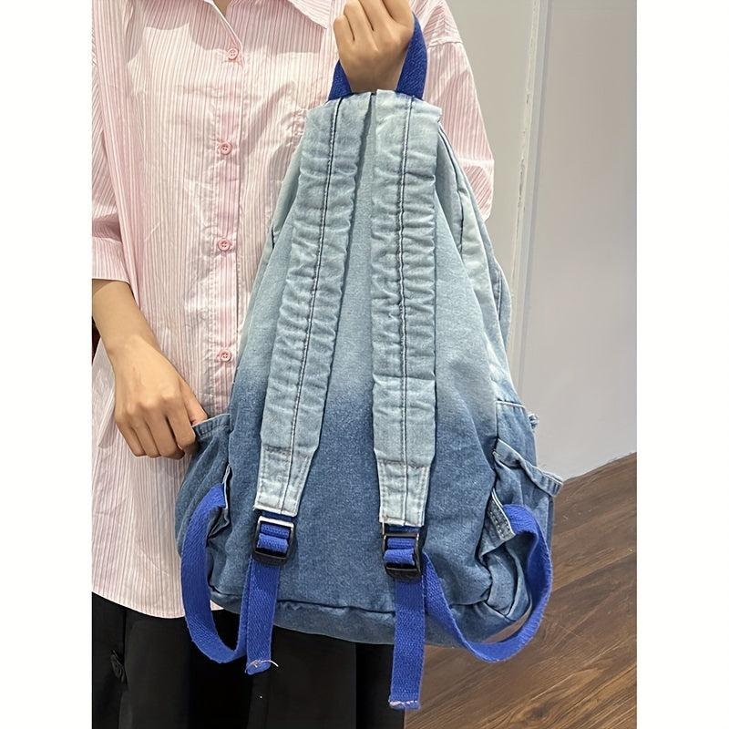 Vintage Denim Canvas Schoolbag Large Capacity Rucksack
