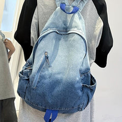 Vintage Denim Canvas Schoolbag Large Capacity Rucksack