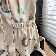 Letter Graphic Nylon Backpack Holographic Lightweight School Bag