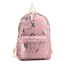 Letter Graphic Nylon Backpack Holographic Lightweight School Bag