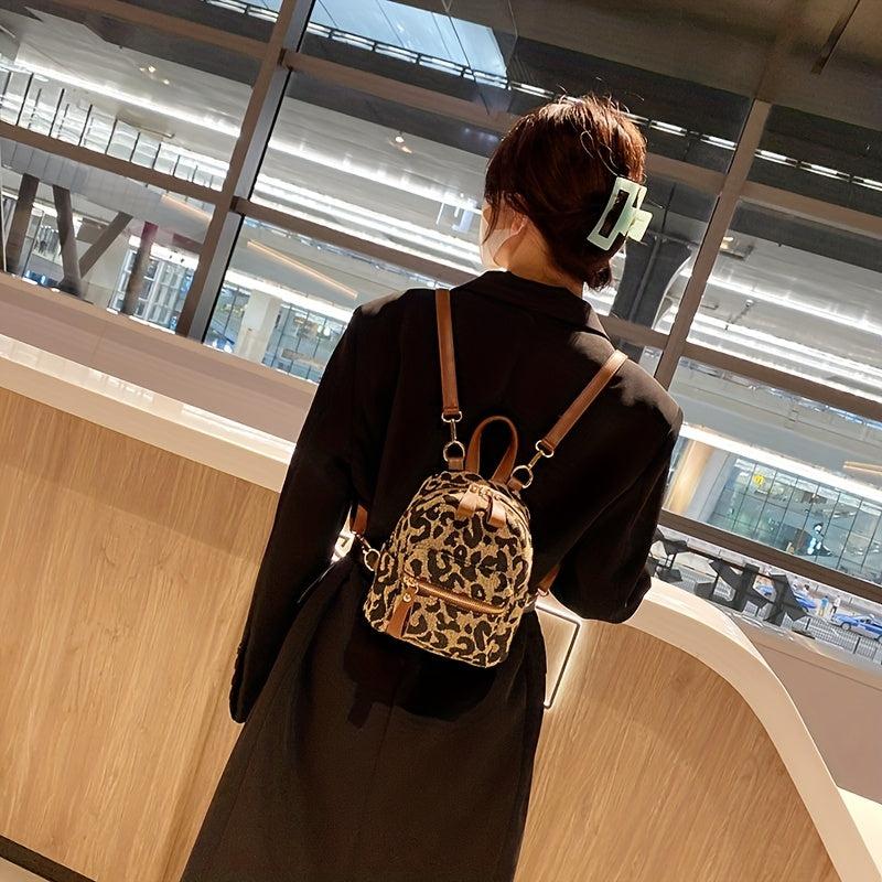 Leopard Pattern Backpack Lightweight Small Storage Rucksack for Outdoor Daypack