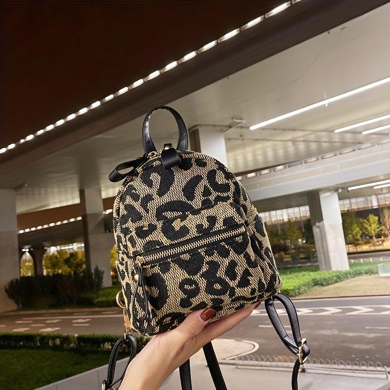 Leopard Pattern Backpack Lightweight Small Storage Rucksack for Outdoor Daypack