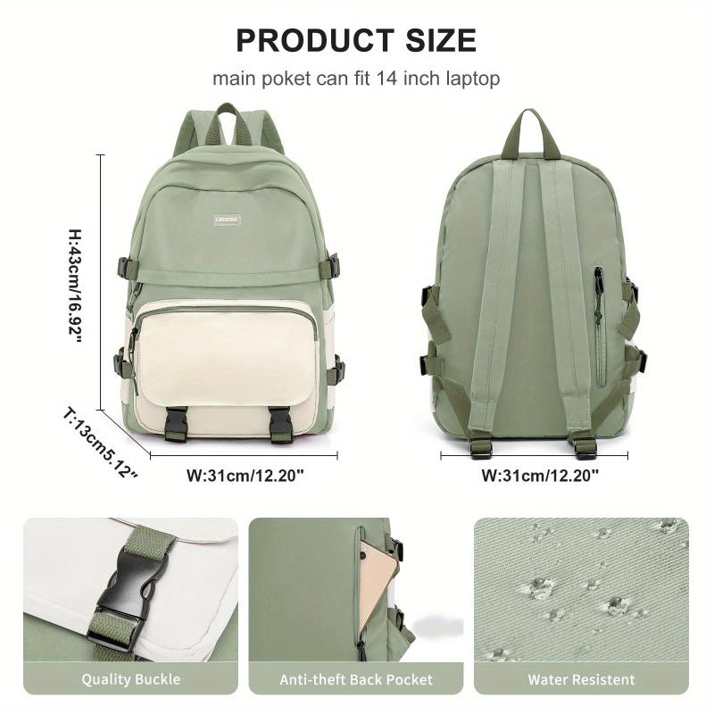 Large Colorblock Zipper Backpack For School