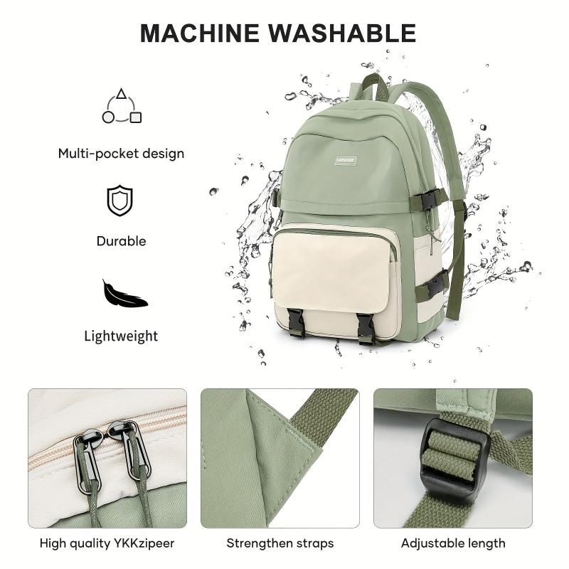 Large Colorblock Zipper Backpack For School