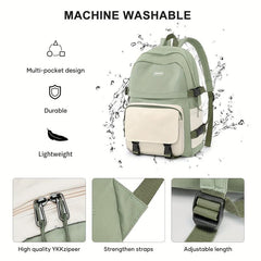 Large Colorblock Zipper Backpack For School