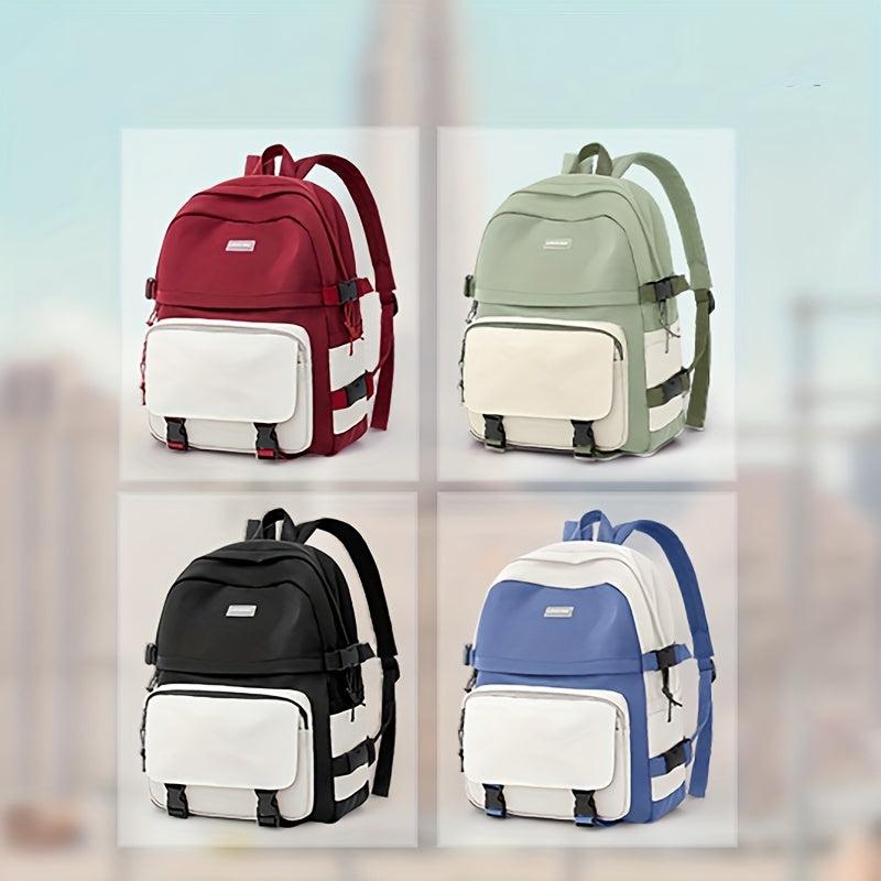 Large Colorblock Zipper Backpack For School