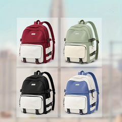 Large Colorblock Zipper Backpack For School