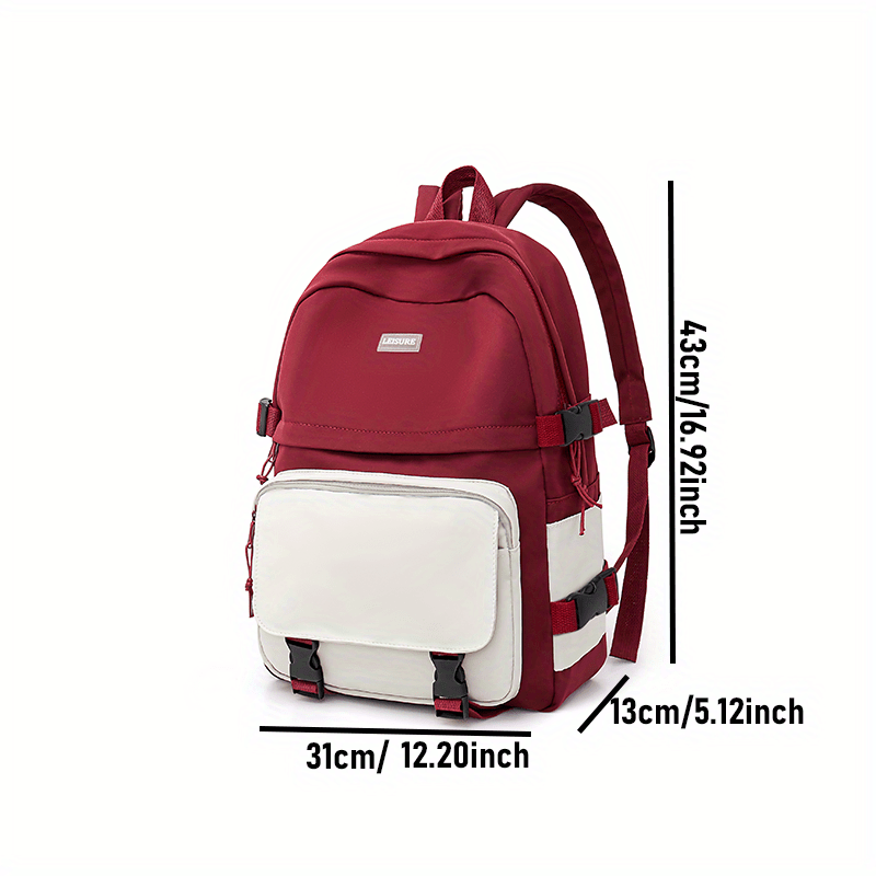 Large Colorblock Zipper Backpack For School