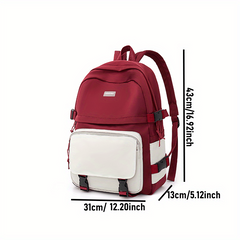 Large Colorblock Zipper Backpack For School