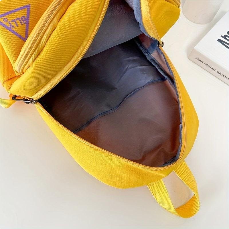 Mini Contrast Canvas Backpack Kindergarten Lightweight Schoolbag