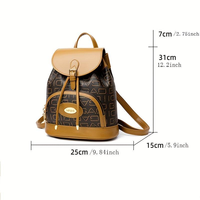 Large Capacity Drawstring Backpack PU Leather Lightweight School Backpack