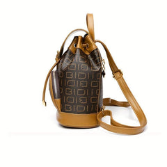 Large Capacity Drawstring Backpack PU Leather Lightweight School Backpack