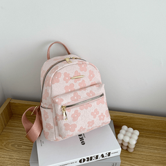 Flower Embossed Backpack Zipper Stylish Daypack Women's Travel Bag