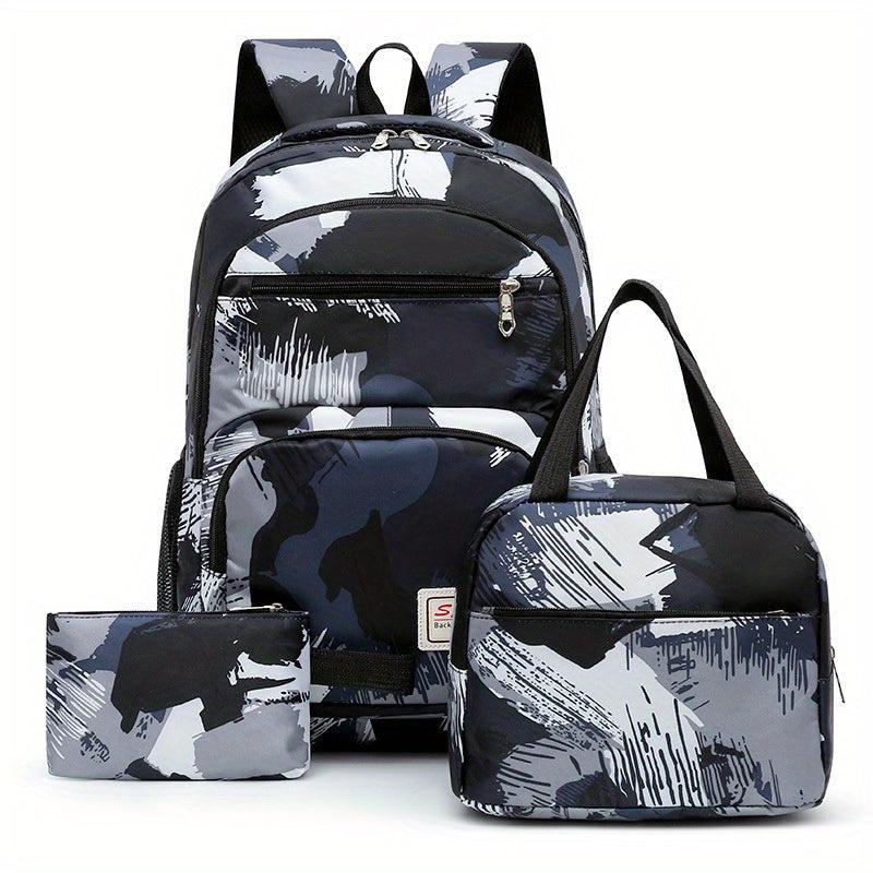 3PCS Large Capacity Backpack Set Back To School Daypack Casual Travel Knapsack