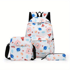 3Pcs Planet Pattern Backpack Set Crossbody Bag & Pencil Case School Essential
