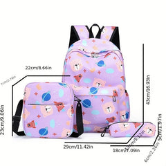 3Pcs Planet Pattern Backpack Set Crossbody Bag & Pencil Case School Essential