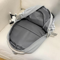 Checkerboard Pattern Backpack Colorblock School Zipper Bag