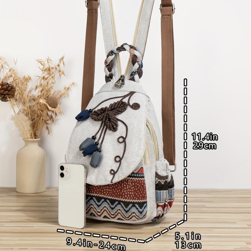 Vintage Ethnic Style Backpack Purse Bohemian Flap Daypack Embroidered Bag