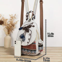 Vintage Ethnic Style Backpack Purse Bohemian Flap Daypack Embroidered Bag