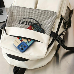 5Pcs Letter Graphic Flap Backpack Set Preppy Style School Bag