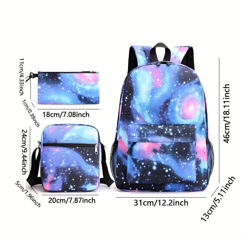3ps Starry Sky Printed Backpack Colorful Schoolbag