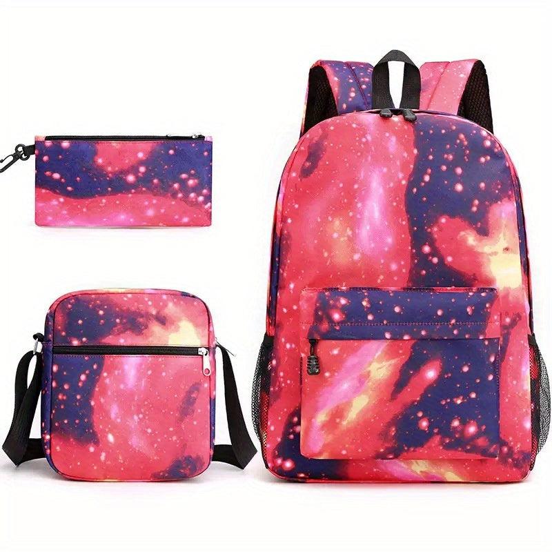 3ps Starry Sky Printed Backpack Colorful Schoolbag