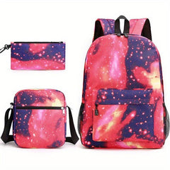 3ps Starry Sky Printed Backpack Colorful Schoolbag