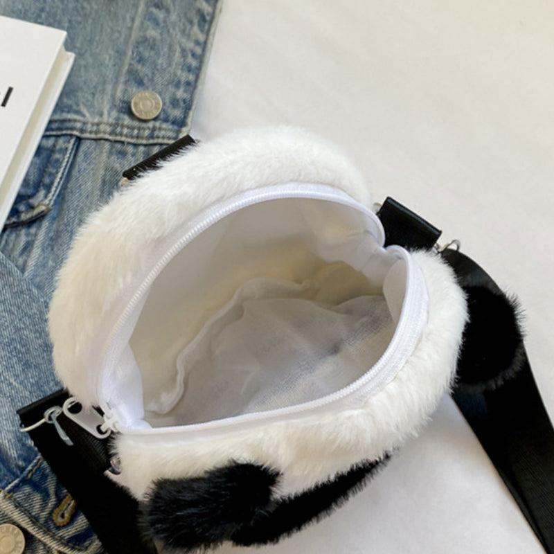 Plush Panda Backpack Fluffy Animal Faux Fur Crossbody Bag