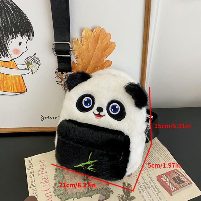 Plush Panda Backpack Fluffy Animal Faux Fur Crossbody Bag