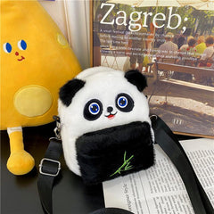 Plush Panda Backpack Fluffy Animal Faux Fur Crossbody Bag