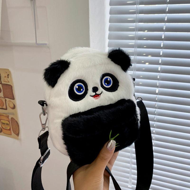 Plush Panda Backpack Fluffy Animal Faux Fur Crossbody Bag