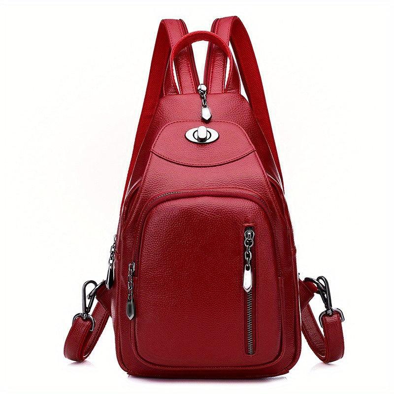 Textured PU Leather Backpack with Earphone Hole