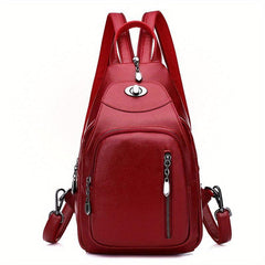 Textured PU Leather Backpack with Earphone Hole