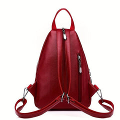 Textured PU Leather Backpack with Earphone Hole