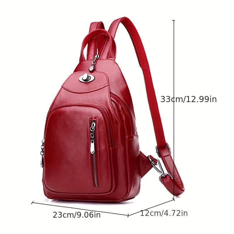 Textured PU Leather Backpack with Earphone Hole