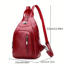 Textured PU Leather Backpack with Earphone Hole