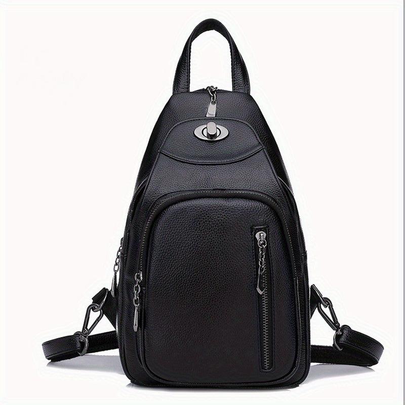 Textured PU Leather Backpack with Earphone Hole