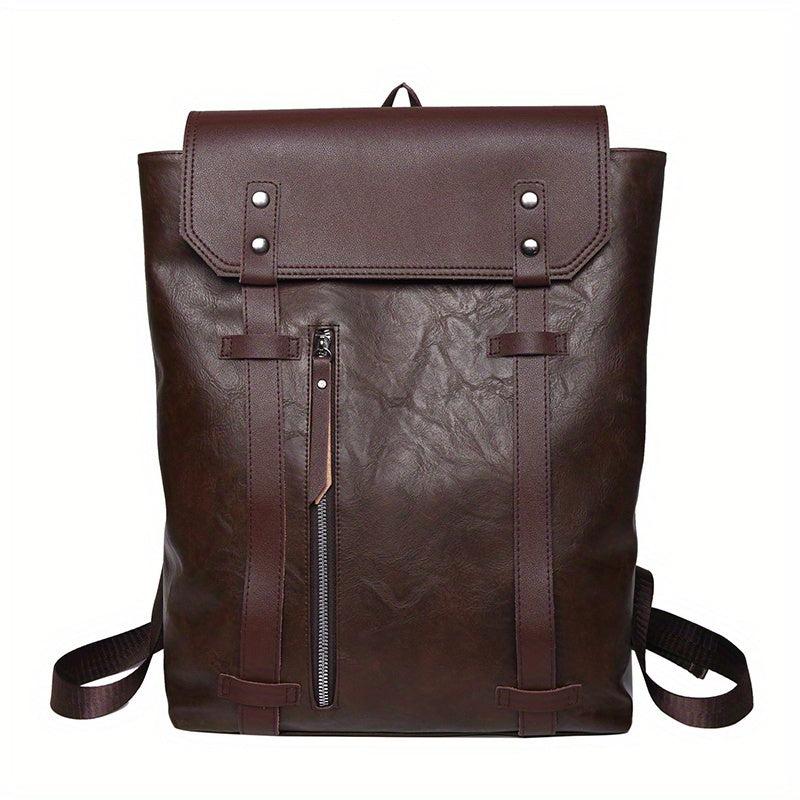 Flap PU Leather Stylish Backpack Retro Travel Knapsack School Bag